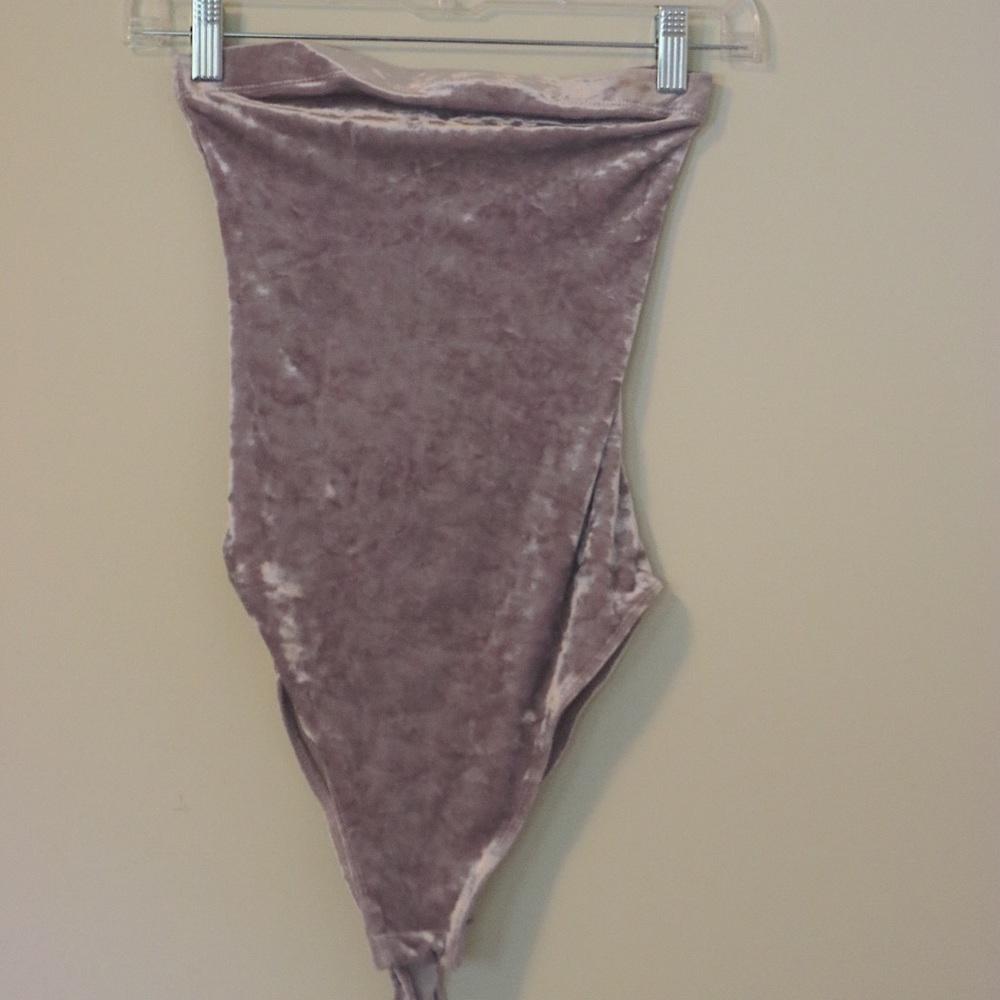 UO Out From Under Crushed Velvet Tube Top Bodysuit